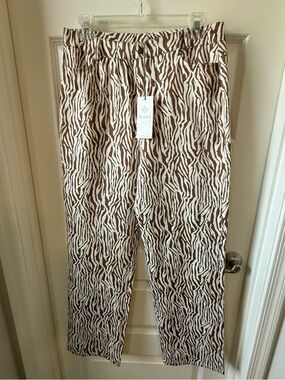 Wayf Brown and White Zebra-Print High Waist Pants
